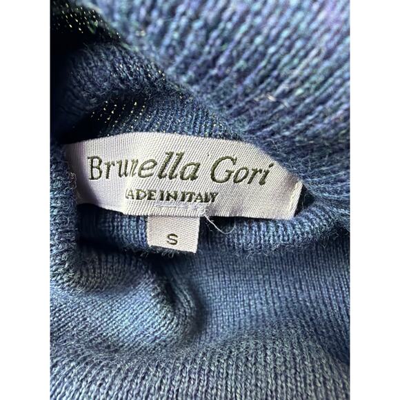 Brunella Gori Women's Sweater 100% Extrafine Merino Wool turtle neck blue Small - Picture 3 of 7